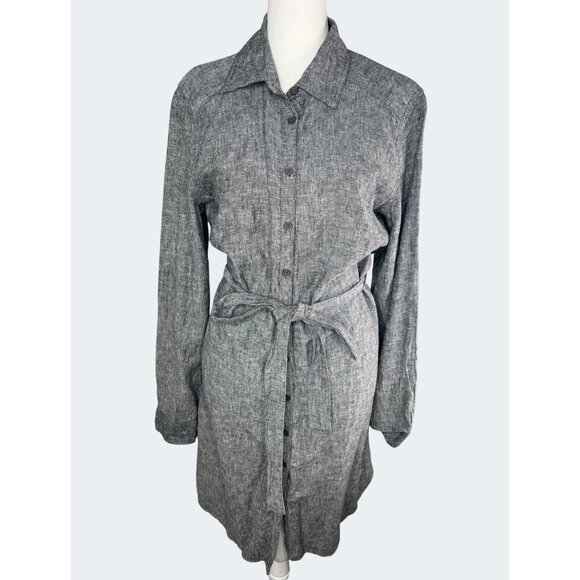 New York & Company Soho Womens Gray Long-Sleeve Button-Down Shirtdress Medium - Picture 7 of 16